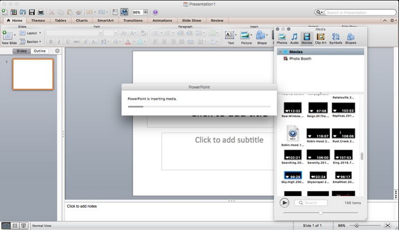 powerpoint for mac insert videos